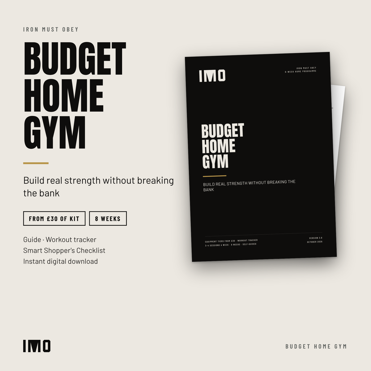 Budget Home Gym guide cover with the shopping checklist