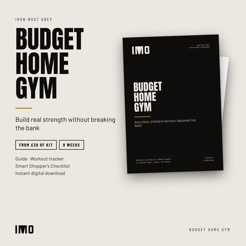 Budget Home Gym guide cover with the shopping checklist